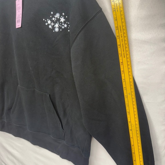 Wild Fable Black Hoodie Disco Ball Star Print Pullover Size M Y2K Rhinestone 70s - Picture 12 of 16